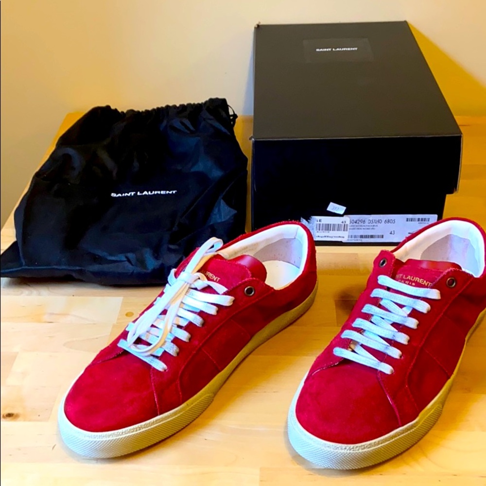 Saint Laurent SL06 red suede sneakers brand new 43